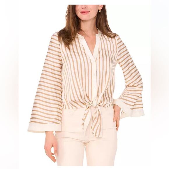 Vince Camuto Striped Tie-Front Top Size Medium - Picture 1 of 9